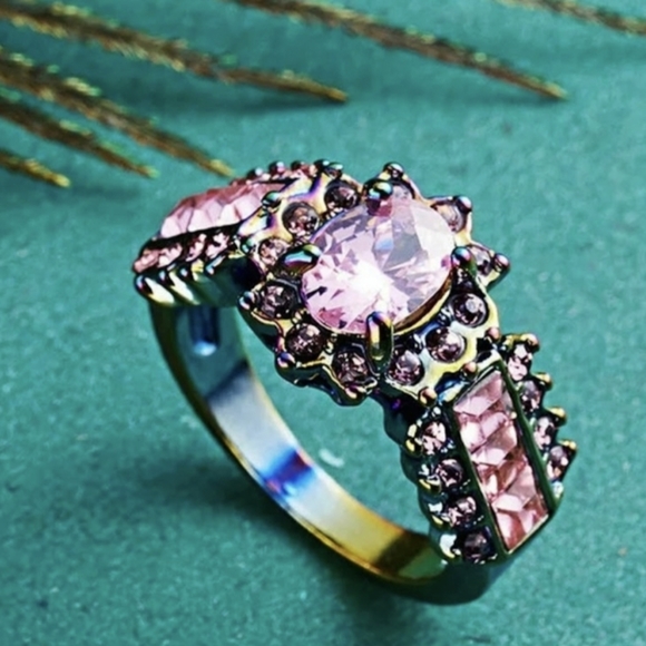New Pink Sapphire Rainbow Hematite Ring. - Picture 3 of 4